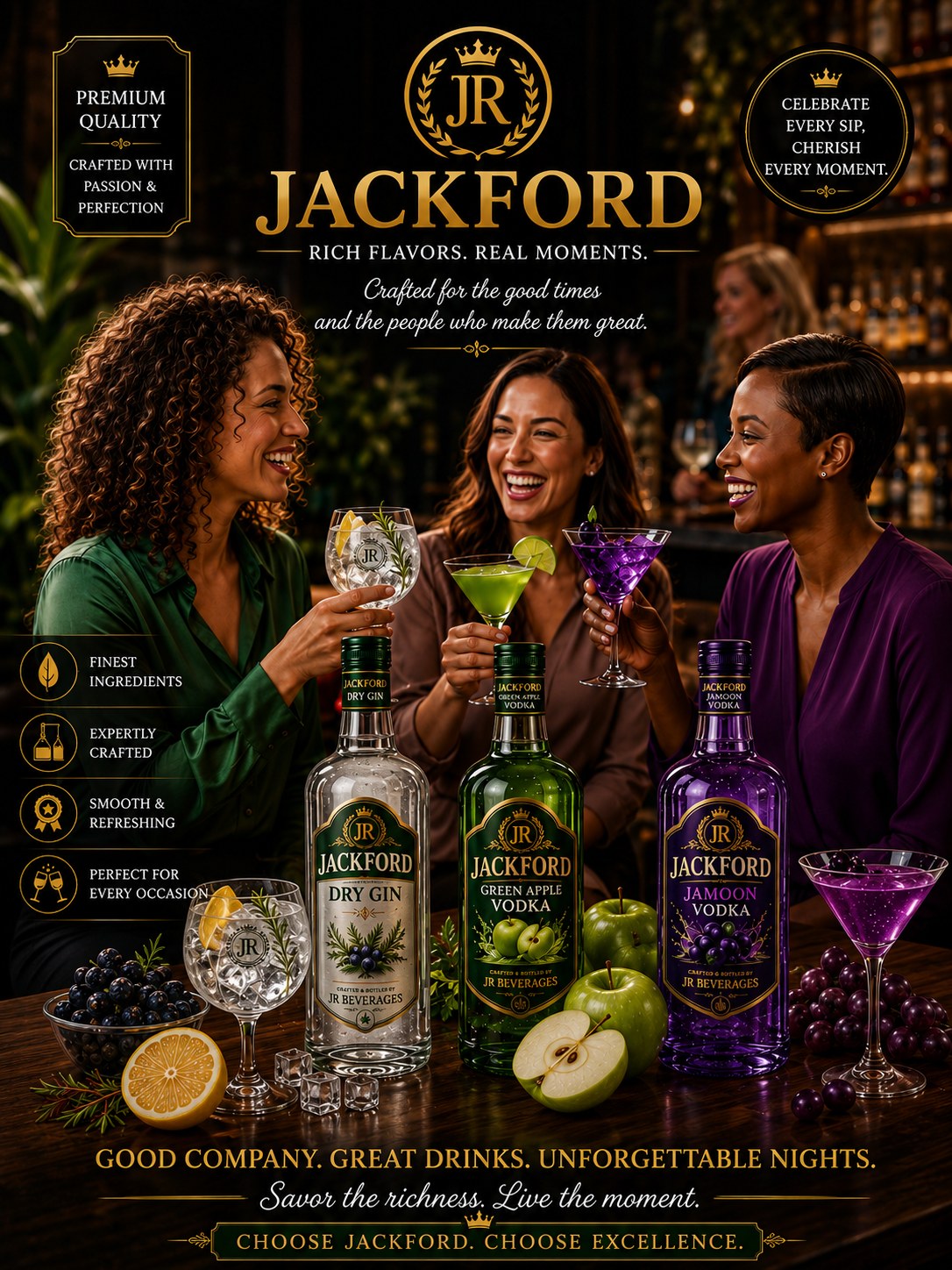 Friends enjoying Jackford cocktails together